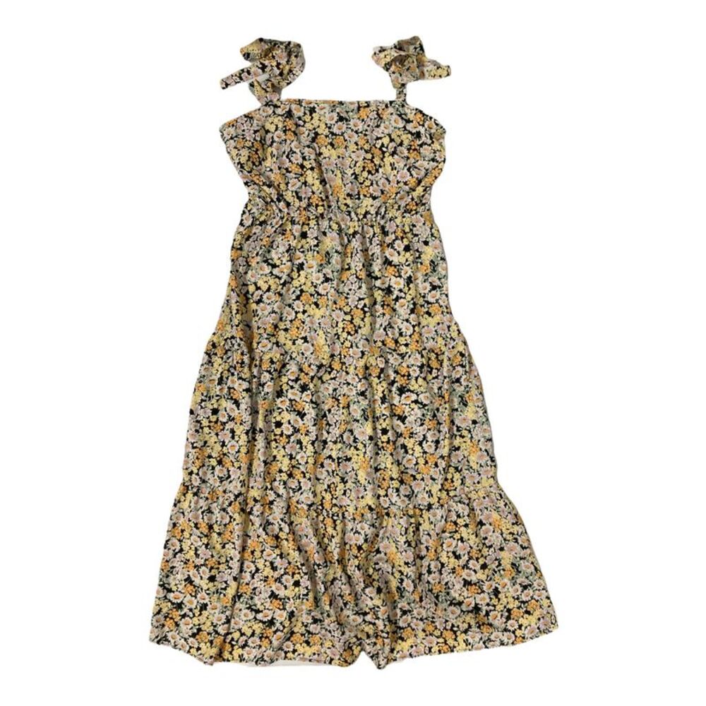 Social Standard Women's 3 Tier Smocked Back Tied Maxi Sundress - Floral